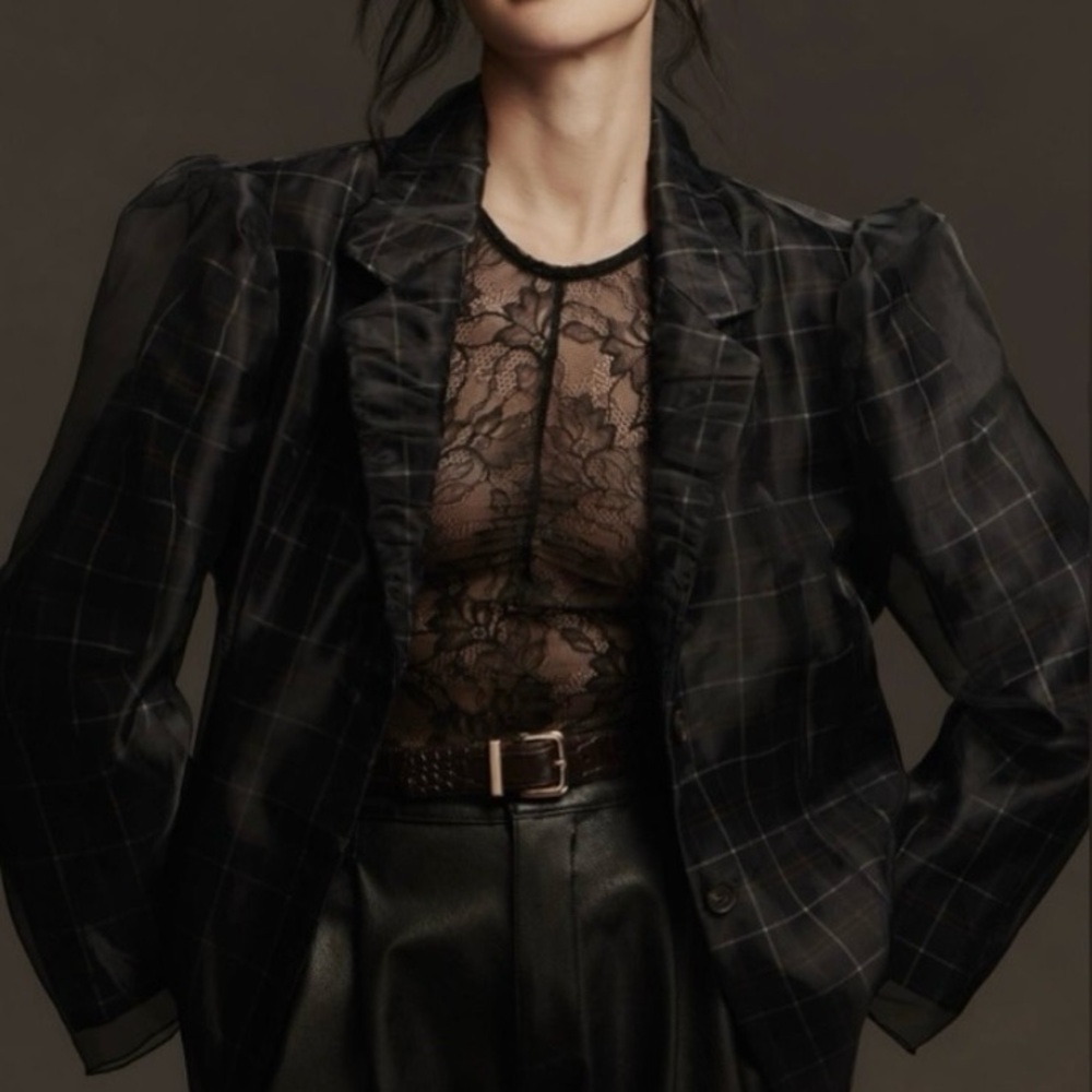 NWT Sheer Plaid Blazer by Anthropology